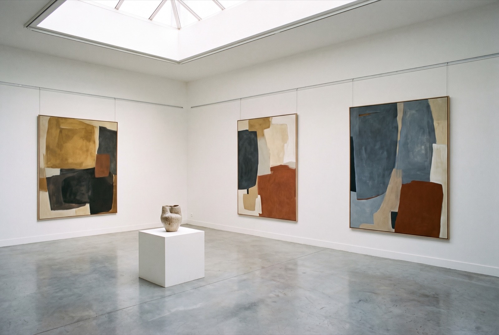 Salle blanche de la galerie sous verrière, cimaises nues